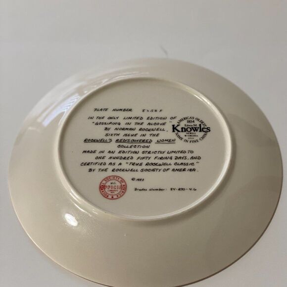 Norman Rockwell "Gossiping in the Alcove" Collectors Plate 1983 6th Knowles Vtg - Picture 3 of 6